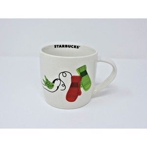 2011 Starbucks Holiday Dove & Mittens Red & Green White Coffee Mug Cup 10oz